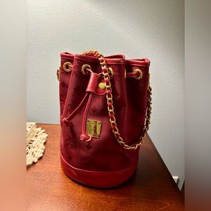 MCM Vintage Red Nylon Bucket Shoulder Bag  ❤️RARE design❤️